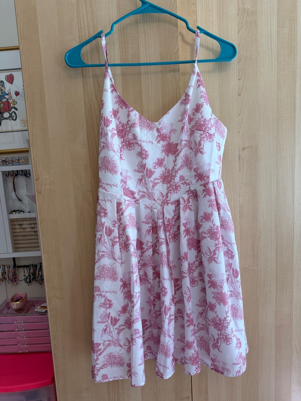 Pink Lily White Mini Dress with Pink Floral Print